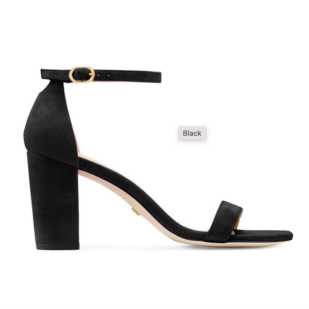 Stuart Weitzman Iconic Nearly Nude Black Suede Heels